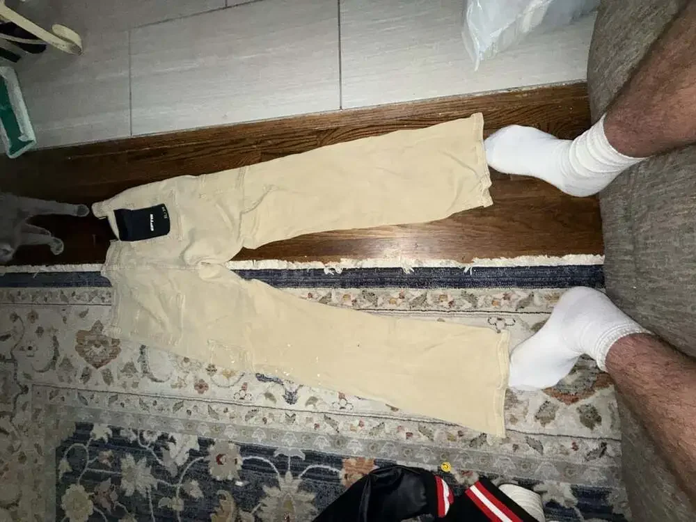 EPTM Cargo Pants Size XL/36 Beige Paint Splatter